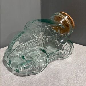 Vintage VW Beetle Glass Jar with Cork Lid
